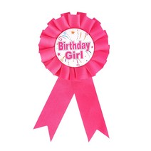 파티짱 생일 뱃지 브로치 리본, 생일 뱃지 (핑크)