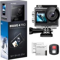 AKASO Brave 4 Pro 4K30 액션 카메라 터치 스크린이 있는 131피트 방수 카메라 고급 EIS 원격 제어 5X 줌 수중 카메라 지원 외부 마이크