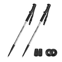 [네카실] 일상 3단 두랄루민 등산스틱 2개, 실버