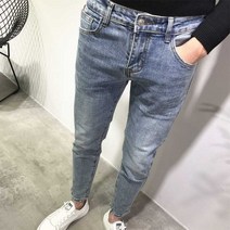 도매 2022 모든 경기 캐주얼 복고풍 라이트 컬러 슬림 피트 청바지 남자의 간단한 패션 어 꽉 끼는 스트레치 바지