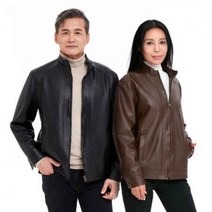 [홈쇼핑 상품] MITZVA 미츠바 가죽자켓 (남녀공용) 브라운 칼라