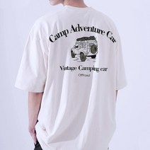 (M~5XL) 오버핏 반팔 남자 여자 빅사이즈 티셔츠_캠핑카
