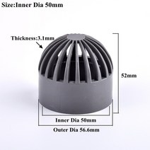 어항청소기 수조청소솔 스포이드 스크래퍼 13pcs 회색 20110mm pvc 통기성 캡 공기 덕트 벤트 커버 캡 수족관 물고기 탱크 투과성 스크린 필터 스크린 파이프 커넥터, 내경 50mm, 1개