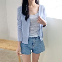 그린섬 쿨 줄무늬 나시 가디건 세트 린넨 시원한 국내생산