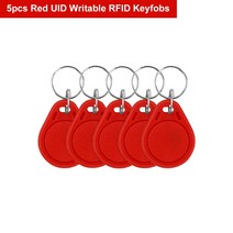 호환 카드리더기 13.56MHz 주파수 RFID UID 교체 가능 칩 열쇠고리 쓰기 NFC 태그 스마트 출입문 열쇠카드 복제/클론 S50, 빨간색 5개, 규격 없음