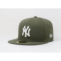 뉴에라 모자 59피프티 남성 캡 MLB 베이직 뉴욕 양키스 올리브 그린 피티드