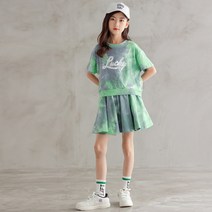 도오빠 러킷트 주니어 상하복 세트 투피스 반팔 치마 스커트 밴딩 여름 여아용 스포츠 A라인 트레이닝