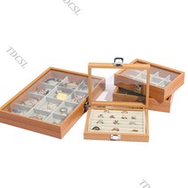 우드 주얼리 박스 악세서리 케이스 머리끈보관 시계 쇼케이스 자물쇠 칸막이 정리 수납함, H