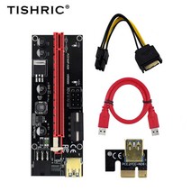 네트워크 케이블 6pcs tishric pci-e 라이저 009s010 플러스 카드 pcie pci e 익스텐더 usb 3.0 sata to molex 어댑터 마이닝 라이저, 60cm, 6pcs 라이저 009s