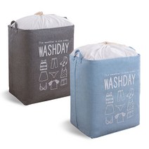 마벨인홈 대용량 75L 패브릭 빨래바구니 정리함 2개 세트, 그레이+블루