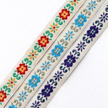 나디아 에스닉 자가드 자수 리본 길이 90cm 리본공예재료 리본diy, 블루