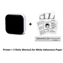 포스트잇 프린터 라벨링기 미니 포켓 무선 휴대용 감열식 블루투스 사진 영수증 노트 목록 라벨 198271, B 세트 - 흰색