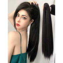 인모 붙임머리 노팁 가발 미용 헤어 염색 연장 컬러, 상세 페이지 참고, 브라운과 블랙 (그리퍼 스타일) 50cm