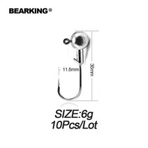 웜기어 감속기 BEARKING 10pcs 1g 2g 3g 4g 5g 6g 7g 10g 20g 22g 크랭크 지그 헤드 후크 낚시 리드 루어 하드 미끼 소프트 웜, [08] 6g