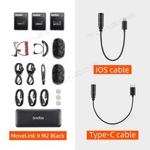 무선마이크 방송용 ASMR 스튜디오 핸디 Godox MoveLink 무선 라발리에 카메라 마이크 송신기 M1 M2 II 업그레이드, 29.II M2 Black Kit 4