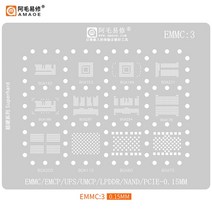 Amaoe-EMMC3 BGA 리볼링 스텐실 EMMC/espe/UFS/uraj/LPDDR/PCIE/NAND 스틸 메쉬 수리 도구, [01] EMMC3
