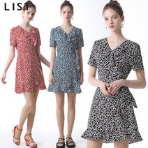 리스트 랩오버 플라워 프린트 원피스