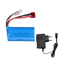 18650 7.4V 3000MAH lipo 배터리 2s Wltoys 12423 10428 12429 12401 12402 12402A RC 자동차 예비 부품 충전기 7.4V 20, 1개, 1pcs EU, 단일