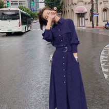 위위브렌 여성용 긴팔 롱 여성 셔츠 원피스