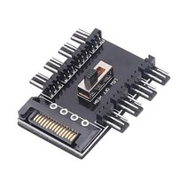 멀티 웨이 스플리터 쿨러 냉각 팬 허브 PC SATA 1 8 3Pin 12V 전원 소켓 PCB 어댑터 컴퓨터 용 2 레벨 속도 컨트롤러, [01] Black