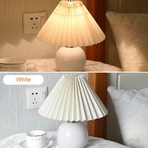 버섯 스탠드 갓 미니 조명 안방무드등 주름 테이블 램프 led 디밍 책상 램프 세라믹 기본 야간 빨 전등 스탠딩 램프 머리맡 램프 e27, 흰색 전등갓, 협력사, 3색 리모컨