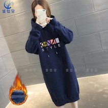 셀럽당 추동 미디엄 롱 후드 맨투맨 여 루즈핏 기모 도톰 코트