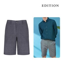 에디션 남성 그레이 허리 부분 밴딩 시어서커 하프 팬츠