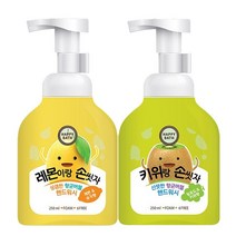 해피바스 1+1구성! 향균버블 핸드워시 250ml 레몬이랑 손씻자+키위랑 손씻자, 1세트