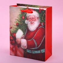 산타클로스 종이쇼핑백도매 18x23x8cm 기름때제거 정사각쇼핑백 도시락쇼핑백 PVC쇼핑백 투명창쇼핑백, 야리쿠팡1 18x23x8cm(a)