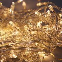 LED 연결 은하수 크리스마스 장식 꼬마 트리 전구 램프 (+점멸) 전원코드 제공, 연결은하수_투명선/전구색(+점멸)