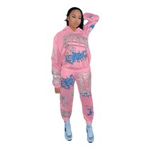 빅사이즈 여성의류 2 조각 세트 가을 ​​겨울 편지 인쇄 후드 자켓 탑 스포츠 바지 sweatsuit 조깅 복장
