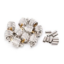 10pcs UHF 수컷 PL259 플러그 크림프 RG58/142 LMR195 RG400 나사 커플 링 커넥터, 은