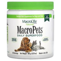 Macrolife Naturals 매크로라이프 내추럴스 MacroPets Daily Superfood For Dogs and Cats 6.35 oz (180 g) 데일리 슈퍼, 1개