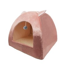 Dropshipping 접이식 고양이 침대 동굴 카사 이동식 매트리스가있는 새끼 고양이 집 강아지 라운지 둥지, 패 40CMx40CMx46CM, 볼이 있는 다크 핑크