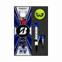 브리지스톤 Tour B XS 타이거우즈볼 3구 & 화이트볼 볼마커(라임색) & 골프티 선물세트, 화이트 3구, 라임