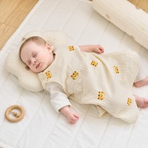 [리틀맘] 유아 간절기 얇은 거즈 퐁당퐁당 도트 여름수면조끼 아기수면잠옷 이중거즈면