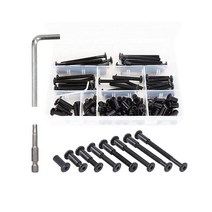 BinifiMux 100피스 블랙 M6 육각 드라이브 소켓 캡 볼트 도웰 조인트 너트 모음 키트 앨런 헤드 카운트 싱크 가구 아기 침대 연결 볼트 너트 키트 M6x20mm/30, M6x20/30/40/50/60/70/80mm Asso