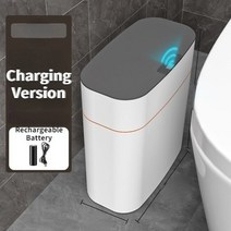 Smart Trash Can Bathroom Toilet Automatic Sensor Garbage Bin with Lid Household Kitchen Narrow Gap W, 03 Charging Gray_01 13L