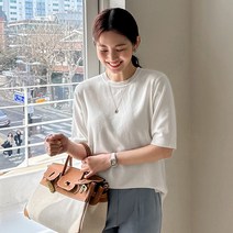 [조아맘] 라운드 비스코스 반팔 니트