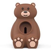 애플워치 전기종 호환 곰돌이 실리콘 스탠드 거치대, 브라운