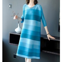 드레스허그 배색 스트라이프 3 color 플리스 원피스