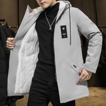 남자 다운 롱 하프 패딩 점퍼 겨울 재킷 파카 중간 길이 플러스 벨벳 두꺼운 따뜻한 면