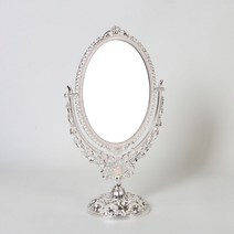 타임텐 엔틱메탈 엑포시 장미 양면 화장대 거울-실버색상 거울, 실버색상