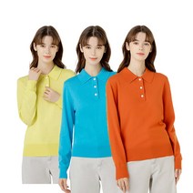 리디아 바인 여성 캐시미어 블렌디드 카라 니트 - 아쿠아블루 S