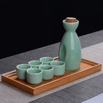 일본 왕벚꽃 레트로스 아쪼 고량주 하얀색 잔대 분비액 벚꽃술잔, T09-청주청자 1 냄비 6 컵(매실청)마개가