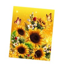 MJS 보석십자수 50 x 40 cm 캔버스형 세트 DIY MH6, 황금해바라기와 나비들