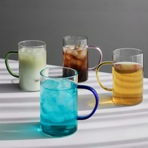 머그잔 머그컵 아이스커피컵 집들이선물 투명 홈카페 350ml 내열 카페 컬러 유리잔 유리컵 핸들, 폴리아 11-3 컬러핸들 머그(핑크 350ml), 폴리아 11-3 컬러핸들 머그(핑크 350ml)