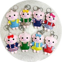 [채아트] 가죽공예_돼지열쇠고리, 레드-달콤돼지, 1개