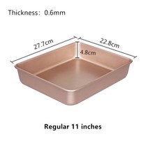 스테인레스 스틸 음식 저장 트레이 직사각형 찐소시지 과일 팬 물 빵 주방 베이킹 얕은 접시 서빙 플레이트, 한개옵션1, 11 Gold27.7x22.x4.M