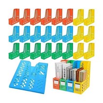 24 Pack Magazine 파일 홀더 책상 정리대 접이식 수직 파일 폴더 및 사무실 교실 용품 수납 데스크톱 바인더 랙 (레드 옐로우 블루 그린), Red/ Yellow/ Blue/ Green